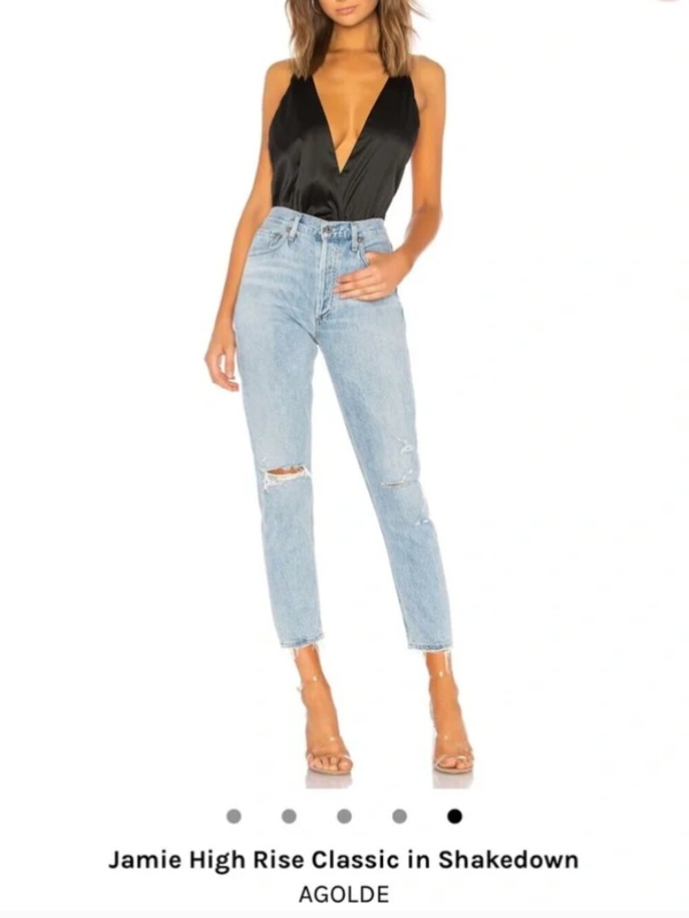 Agolde Jamie Jeans High Rise Classic Fit in Shakedown Light Wash Distressed 27
